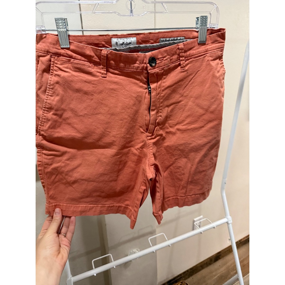 Goodfellow & Co Mens Every Wear Chino Shorts Salmon Pink Coral 7" Inseam Size 30